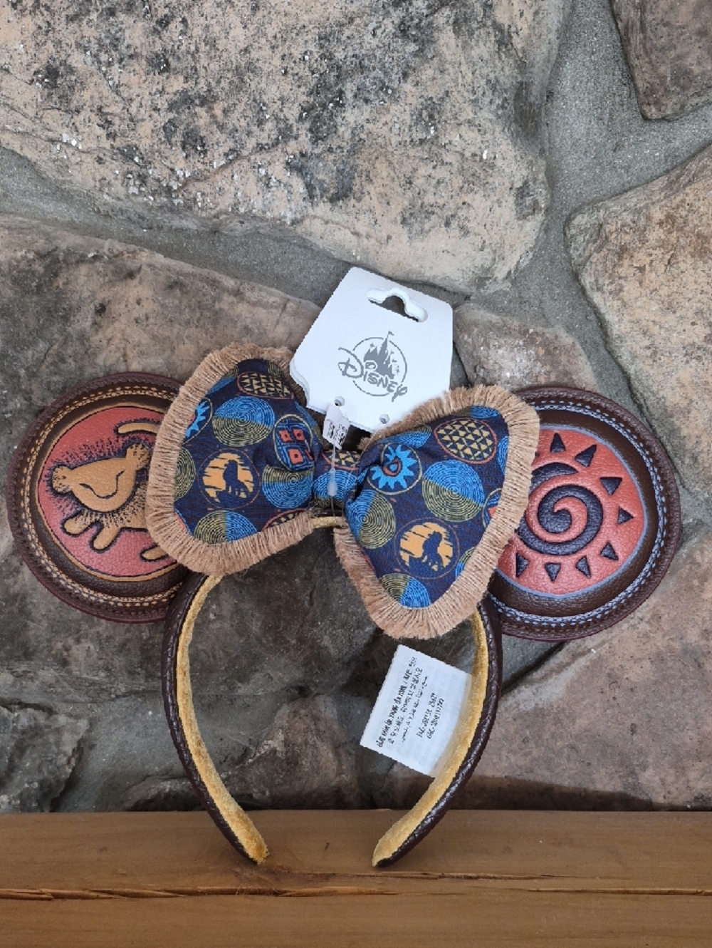 Disney Animal-Themed Leatherette Ears Headband w/ Fringed Bow - Brown & Blue NWT - Picture 3 of 5